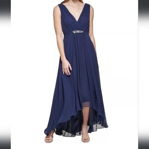 NEW Eliza J Women's Embellished High-Low Gown Navy Blue  Size 12